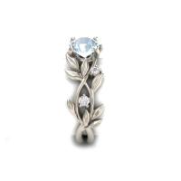 Joyería en Oferta Anillo de Compromiso Princesa Hoja de Olivo Joyería de Zirconia Azul - details 3