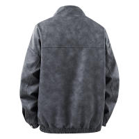 Outdoors Simplicity Solid Man Fashion Jacket Spring Autumn Retro Style Flip Collar Leather Jacket New Leisure Port Wind Coat Man - details 5