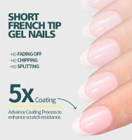 Nailpop150 Uds. Puntas de uñas postizas cuadradas cortas de almendra francesa, extensión de Gel acrílico premoldeado rosa, uñas postizas - details 3