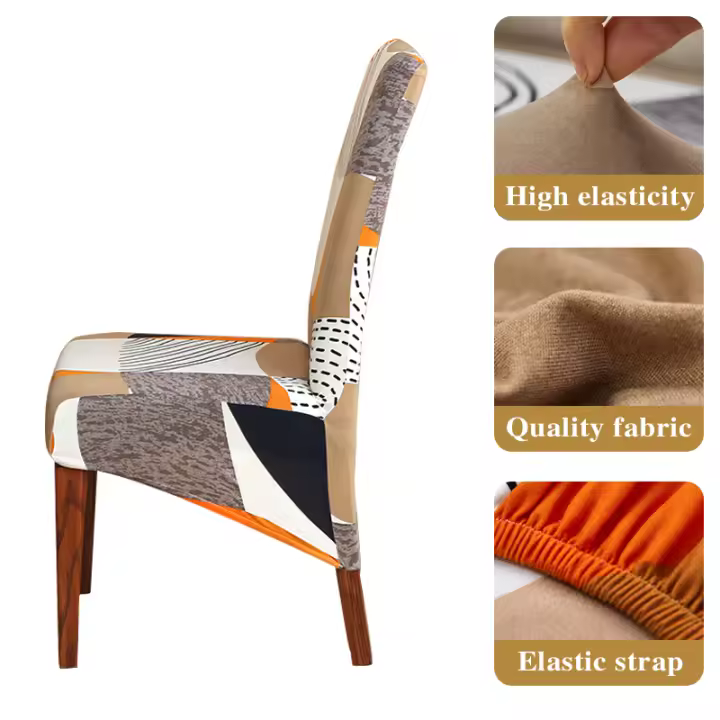 Coolazy-funda de silla elástica con estampado, cubierta de asiento trasero largo con respaldo para comedor, Hotel y banquete, talla XL - 1