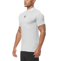 Camiseta Ajustada de Compresión Impresa para Hombres Muscleguys Manga Corta, Cuello Redondo, Secado Rápido, Negro y Blanco - details 7