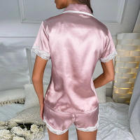 Conjunto de mujer, ropa de dormir de manga corta de seda satinada lujosa, ropa informal para el hogar, ropa de dormir para mujer - details 52