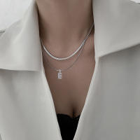 A-Z-collar colgante de acero inoxidable para mujer, cadena pequeña, letra parpadeante, estrangulamiento, cadena de hoja, capas - details 0