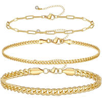 Pulsera de Oro Chapado 14K para Mujeres Conjunto de Pulseras de Cadena Dorada Elegante y Delicada Marca CHAYOU Tamaño 7+2 pulgadas - details 5
