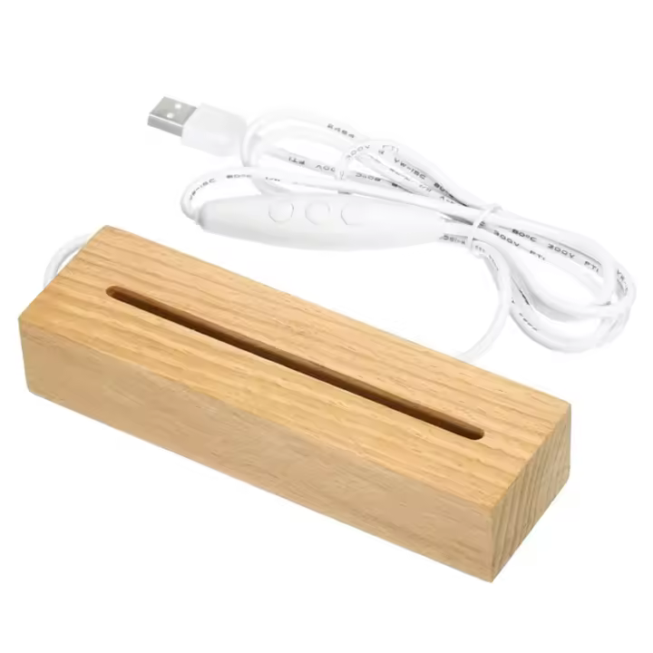 Base LED RGB multicolor con alimentación por USB, soporte rectangular de madera acrílica de 15 cm para luces nocturnas de resina de vidrio 3D - 1