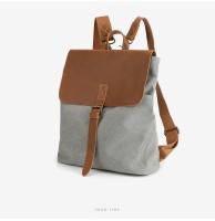 Mochila de viaje femenina retro de cuero de caballo loco estilo vintage con diseño de hombreras bolso de hombro de lona para mujeres - details 6