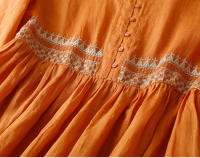 Vestido de algodón y lino para mujer Falda media pierna - details 3