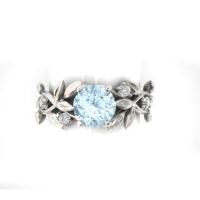 Joyería en Oferta Anillo de Compromiso Princesa Hoja de Olivo Joyería de Zirconia Azul - details 1