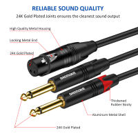 DREMAKE Dual 6,35mm 1/4 Jack a XLR Cable de micrófono 2 Mono 6,35mm macho a XLR hembra Audio Y Splitter Cable de conexión XLR a Dual 1/4 Mono - details 0