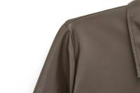 New Women Autumn Winter Faux Leather Shirt Dress Long Sleeve Lapel Collar With Belt A-line Midi Dresses High Street Vestidos - details 4