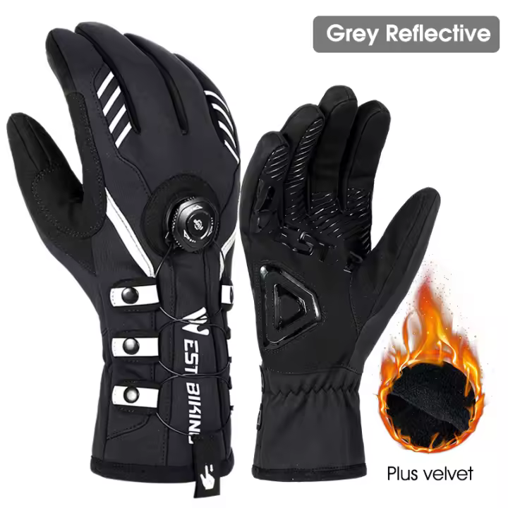 WEST BIKING-Guantes Térmicos de invierno para ciclismo, manoplas reflectantes para pantalla táctil, resistentes al agua, para ciclismo, moto y esquí - 1