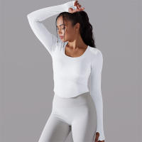 Camiseta de Yoga Sin Costuras para Mujer Deporte Top Largo Manga Larga Ropa de Gimnasio Camiseta de Correr para Entrenamiento Activo Vestimenta Ajustada Material Exterior Poliéster Temporada Primavera/Verano - details 3