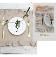 Servilletas 100% de lino para cena de boda, manteles individuales con volantes de Color sólido, borde con volantes, servilleta de mesa clásica personalizada para el hogar - details 3