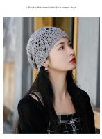 Popular hermosa mujer verano algodón crochet Slouchy Beanie sombrero hecho a mano recorte de punto verano Floral calavera gorra - details 20