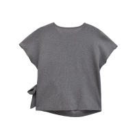 New Women Round Neck Short Sleeve Soft Knotted T Shirt Solid Casual Summer Tops - details 5