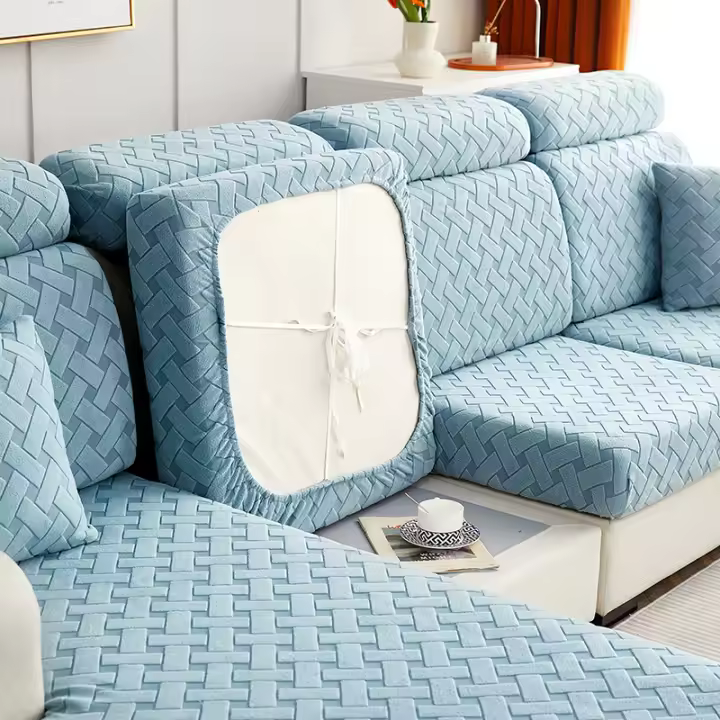 Coolazy-Funda Elástica Jacquard para Cojín de Asiento de Sofá, Funda Protectora de Esquina En Forma De L Seccional - 1