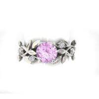 Joyería en Oferta Anillo de Compromiso Princesa Hoja de Olivo Joyería de Zirconia Azul - details 7
