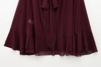 Primavera 2025, blusa estilo capa con volantes color Burdeos para Mujer, camisa holgada con dobladillo asimétrico y lazo en la espalda, Blusas de calle para Mujer - details 5