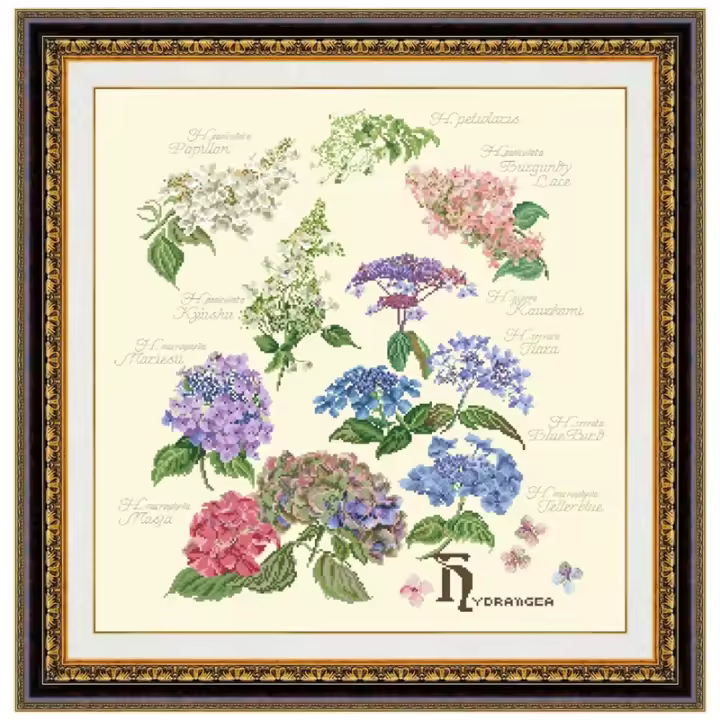 Kits de punto de cruz de hydrangea, juego de costura de bordado de patrón de sueño, 18ct, 14ct, 11ct, tela amarilla clara, bricolaje, hecho a mano - 1