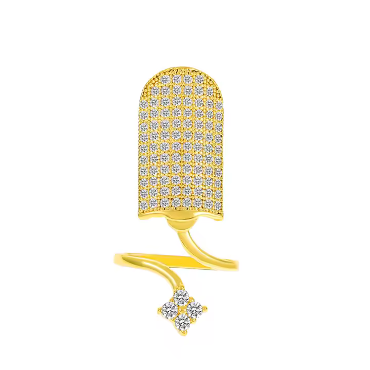 Anillo de Moda ZhongT 2024 con Incrustaciones de Cobre y Zirconio INS Anillo de Manicura Dorado para Mujeres Joyería de Fiesta de Tendencia - 1