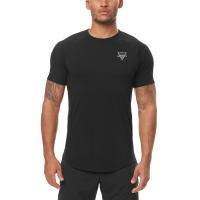 Camiseta de Fitness de Verano para Hombres Manga Raglan de Cuero Elástico Patrón Sencillo - details 2