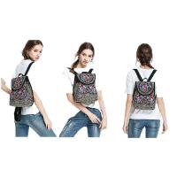 Mochila de lona con diseño bordado hecho a mano Retro para mujer, bolso de hombro de viaje, mochila étnica de gran capacidad - details 6