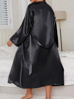 Conjunto de 2 Piezas de Seda 100% Vestido Largo con Cinturón y Abalorio Ropa Casual para Mujeres - details 22