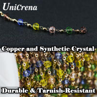 Cadena de Cuentas de Cristal Plateado UniCrena Cadena de Enlace de Abalorios Hipoalergénicos para Hacer Joyería Cadena de Abalorios Coloridos para Collares Pulseras - details 0