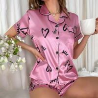 Conjunto de mujer, ropa de dormir de manga corta de seda satinada lujosa, ropa informal para el hogar, ropa de dormir para mujer - details 69