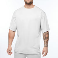 Mens Loose Oversized Short Sleeve T-shirt Mesh Dropped Shoulder Sportswear Fitness T Shirt Summer Gym Clothing Bodybuilding Tees - details 12