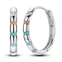 Gran oferta 2025 pendientes de aro con circonita brillante estrella luna sol pendientes redondos circulares de plata 925 para mujer joyería de compromiso de boda - details 8
