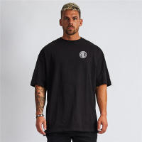Men's Summer Loose Oversize Cotton Breathable Short Sleeve T-shirt Fashion Casual Trend Shirt Crew Neck Solid Color Print Shirts - details 2