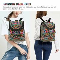 Mochila de lona con diseño bordado hecho a mano Retro para mujer, bolso de hombro de viaje, mochila étnica de gran capacidad - details 4