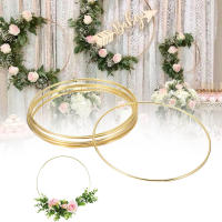 Flores Artificiales NUBECOM Circulo de Hierba de Metal Dorado de 10-40cm para Decoración de Boda y Baby Shower Producto Portátil - details 0