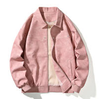 Chaqueta de Cuero de Estilo Retro Suelo Fuerte Abrigo de Color Sólido para Hombres con Cremallera - details 5