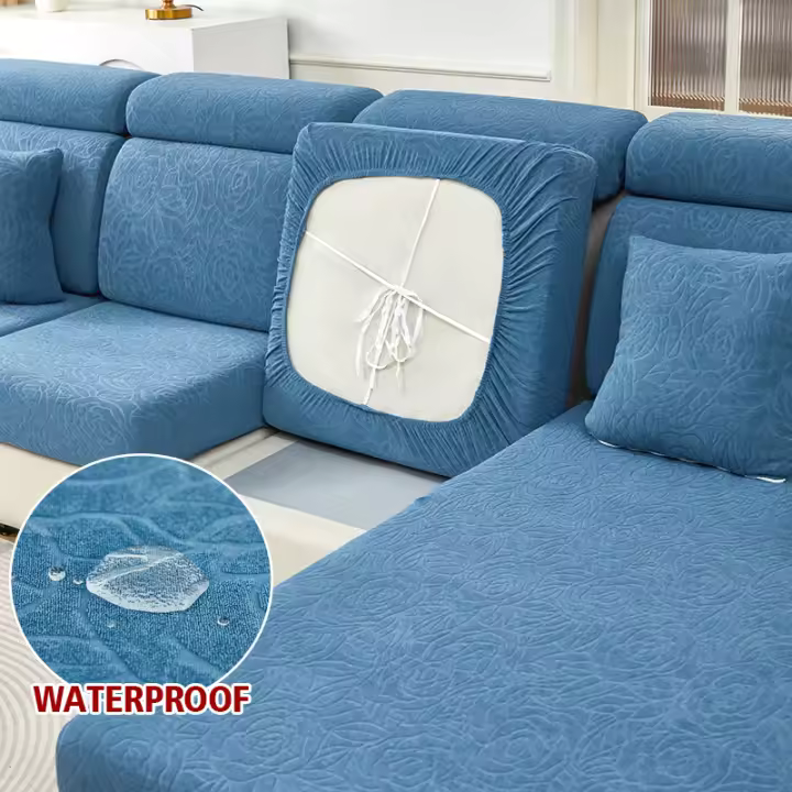 Coolazy-fundas de cojín resistentes al agua para asiento de sofá, cubierta elástica para silla, adecuada para sillón Loveseat, sofá en forma de L - 1