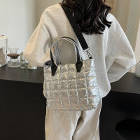 Bolso de hombro cruzado acolchado de algodón para mujer y niña, bolsa de mensajero de gran capacidad, a la moda, Color sólido - details 12