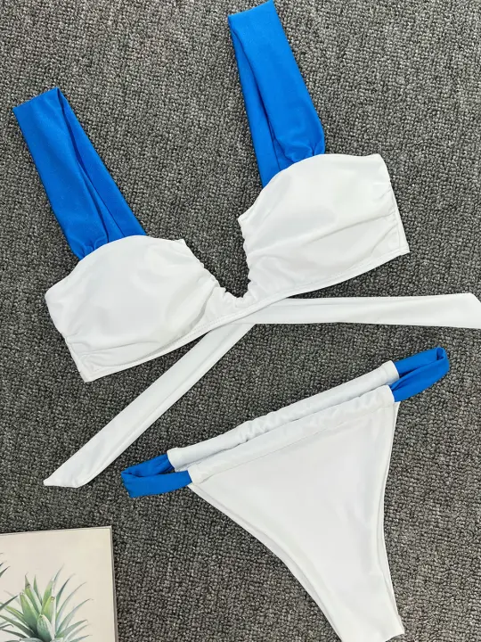 Conjunto de bikini de tanga sexy para mujer Traje de baño brasileño con triángulos de hilo superior - 1