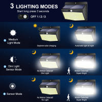 Luces LED solares para exteriores, lámpara de pared inalámbrica, 3 modos de iluminación, Sensor de movimiento, energía Solar, valla de jardín, cubierta de patio, 138 - details 4