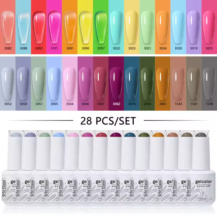 Arte Clavo-juego completo de esmaltes en Gel para uñas, Kit de esmaltes semipermanentes, 28 colores, para Otoño e Invierno - 1