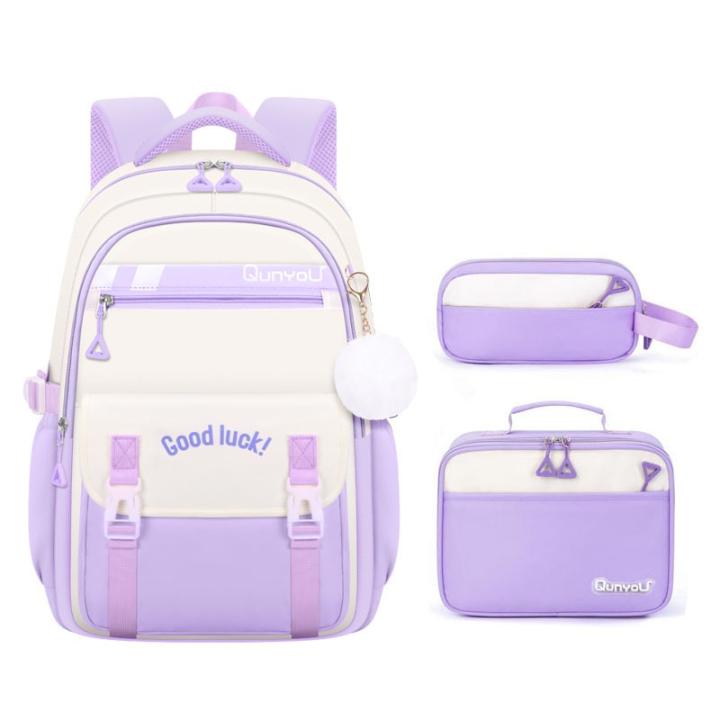 Mochila escolar para niñas de 3 piezas con lancheira lápis caso conjunto elementar primário médio faculdade escola mochilas