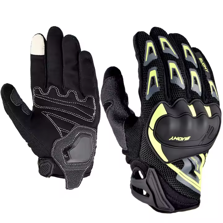 SUOMY Guantes de motociclismo Verano Altamente Transpirable Anti-caída Motocross Moto Moto Guante PVC Protegido Verde Fluorescente - 1