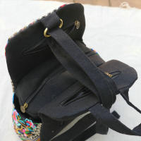 Mochila de lona bordada artística Vintage para mujer, mochila bordada Floral hecha a mano, Bolsa Escolar, bolsas de viaje de mezclilla - details 10