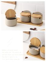 Tarro de Cerámica Japonesa para Especias, Tarro de Bambú para Especias con Tapa y Cuchara, Cocina, Caja para Almacenar Azúcar, Sal y Especias, Recipientes de Cocina para el Hogar, Tarro para Almacenar Especias - details 4