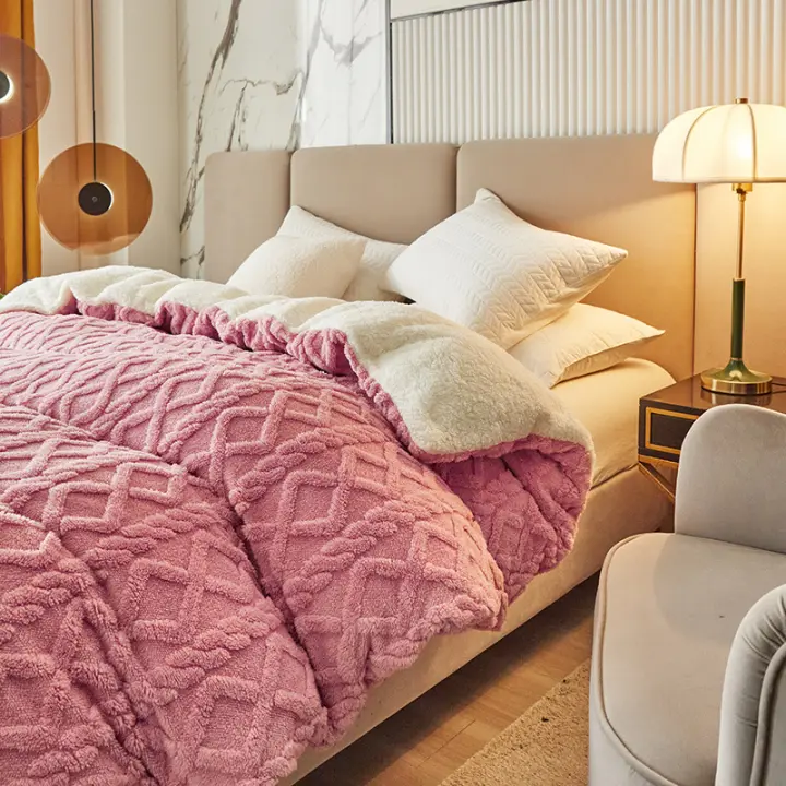 Manta gruesa de doble capa para invierno, Mantas cálidas a cuadros, forro polar Artificial, súper suave, funda para sofá y cama - 1