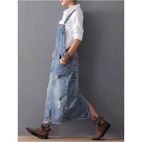 Vestido de Denim Largo con Correa Moda de Trapo Suelto para Mujeres Vestidos de Jeans sin Mangas 2024 - details 3