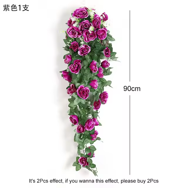 Rosa Artificial de Rattan para Decoración de Pared en Casa Boda Fiesta de Nubecom Hecha de Seda y Plástico Tipo de Planta Artificial: Rosa - 1