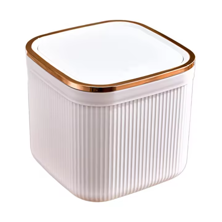 Papelera pequeña, Mini papelera, cesta de basura tipo prensa minimalista para el hogar, cocina, tocador, dormitorio - 1