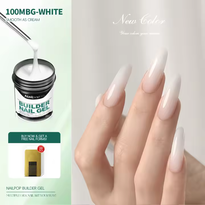 Nailpop Milky Smooth Builder Gel 30/100g para extensión de uñas Gel UV de construcción rápida de larga duración Soak Off Nail Art Design DIY - 1