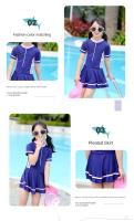 Traje de Baño de Estilo Deportivo para Niñas Manga Corta, Secado Rápido, Perfecto para Entrenamiento de Natación en Primaria - details 2